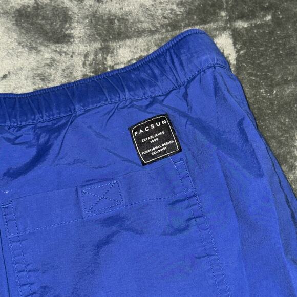 Pacsun Cargo Shorts Men Large Blue Cotton Stretch Adjustable Waistband 6" Inseam - Picture 3 of 7
